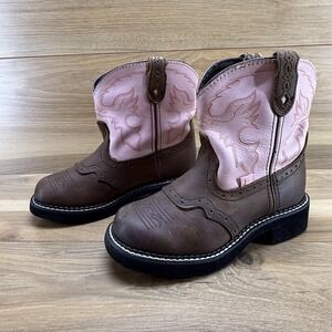 Justin Gypsy Girls Size 1.5 Brown Pink Leather Western Boots